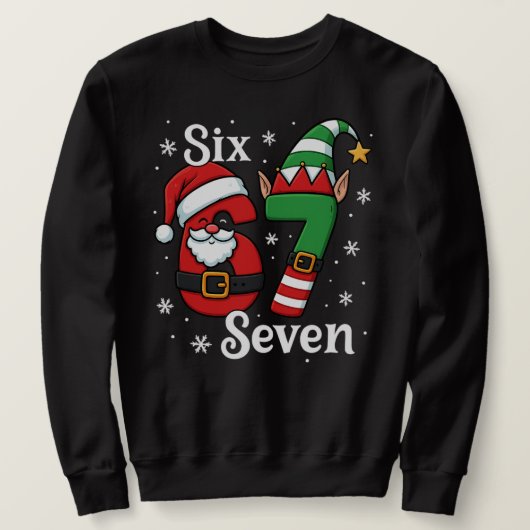 Funny Six Seven 67 Meme 6 7 Elf Santa Christmas Trui (Design voorkant)