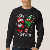 Funny Six Seven 67 Meme 6 7 Elf Santa Christmas Trui (Voorkant)