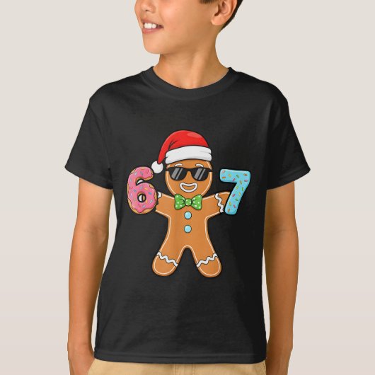 Funny Six Seven 67 Meme 6 7 Gingerbread Christmas  T-shirt (Voorkant)