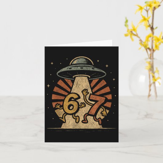 Funny Six Seven 67 Meme Internet Meme Ufo Gen Alph Kaart (Gele Bloem)