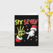 Funny Six Seven 67 Meme Monster Santa Christmas Pa Kaart (Gele Bloem)