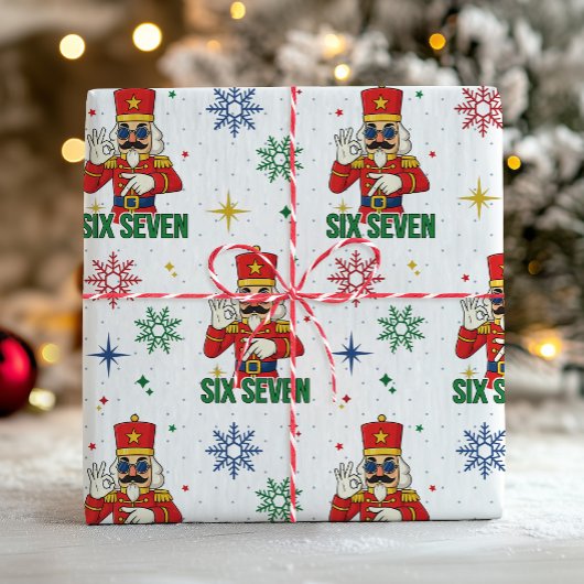 Funny Six Seven 67 Meme Nutcracker Christmas Humor Cadeaupapier