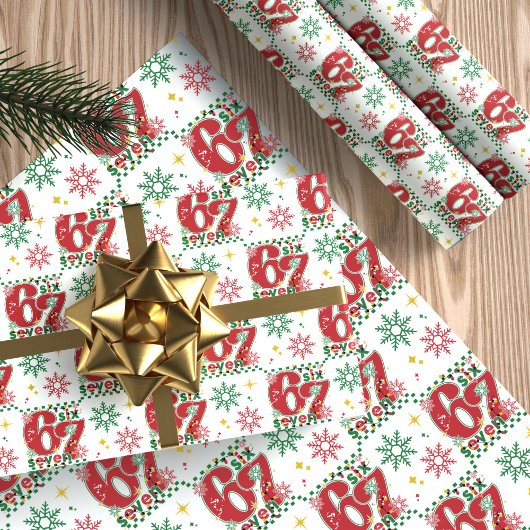 Funny Six Seven 67 Meme Retro Xmas Humor Christmas Cadeaupapier