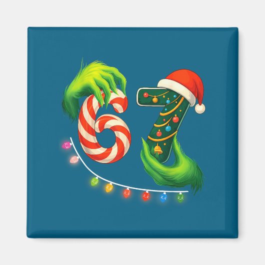 Funny Six Seven 67 Meme Santa Christmas Brainrot P Magneet (Voorkant)