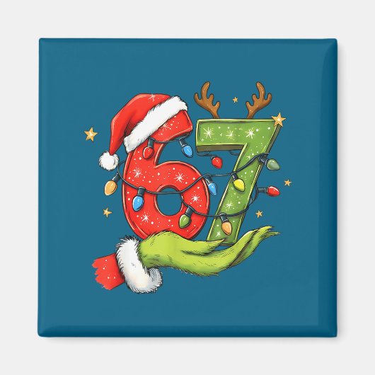 Funny Six Seven 67 Meme Santa Christmas Brainrot P Magneet (Voorkant)