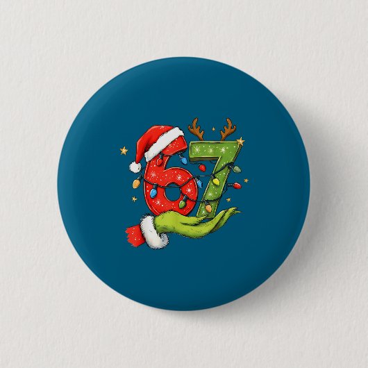 Funny Six Seven 67 Meme Santa Christmas Brainrot P Ronde Button 5,7 Cm (Voorkant)