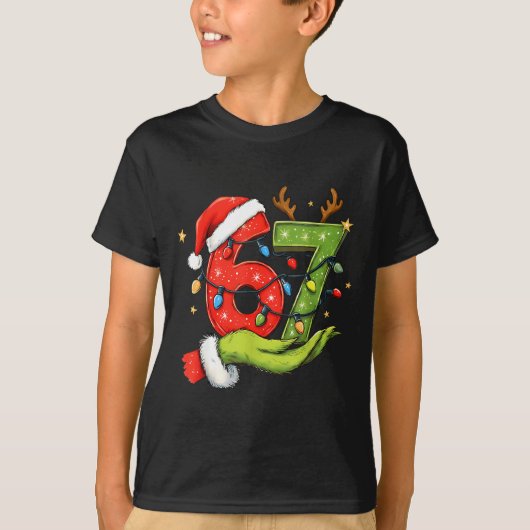 Funny Six Seven 67 Meme Santa Christmas Brainrot P T-shirt (Voorkant)