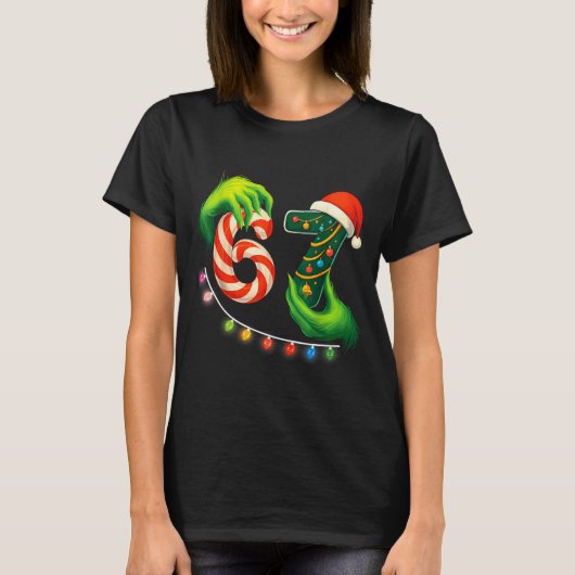Funny Six Seven 67 Meme Santa Christmas Brainrot P T-shirt (Voorkant)