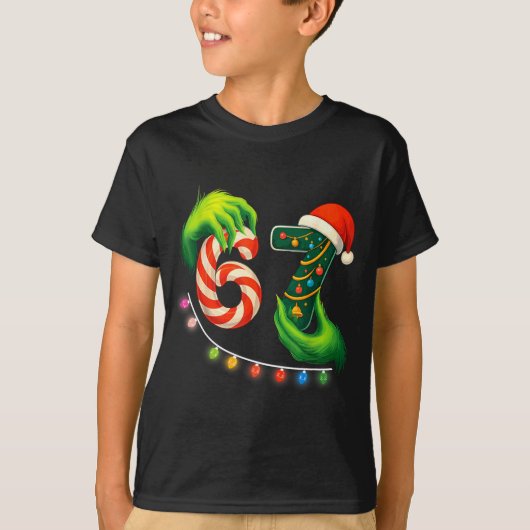 Funny Six Seven 67 Meme Santa Christmas Brainrot P T-shirt (Voorkant)