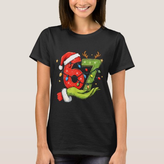 Funny Six Seven 67 Meme Santa Christmas Brainrot P T-shirt (Voorkant)