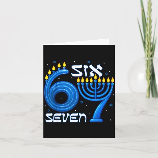 Funny Six Seven 67 Meme Sarcastic Hanukkah Chanuka Kaart (Voorkant)