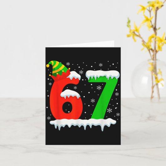 Funny Six Seven 67 Meme Saying 6 7 Elf Christmas T Kaart (Gele Bloem)