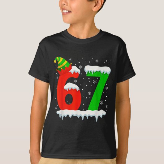 Funny Six Seven 67 Meme Saying 6 7 Elf Christmas T T-shirt (Voorkant)