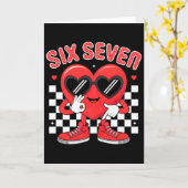 Funny Six Seven 67 Valentine Day Heart Men Boys Ki Kaart (Gele Bloem)