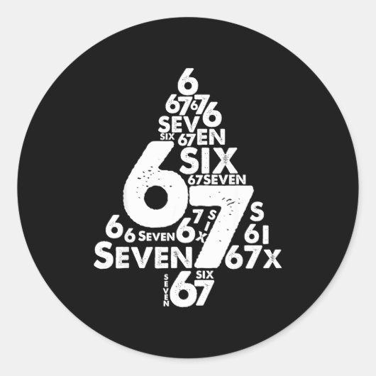 Funny Six Seven 6 7 Christmas Tree Meme Christmas  Ronde Sticker (Voorkant)