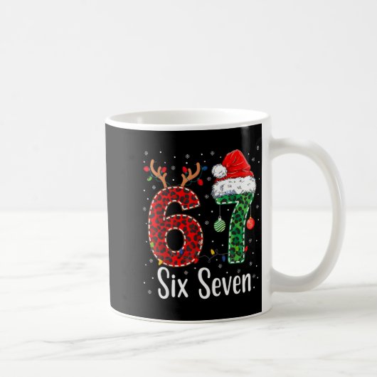Funny Six Seven 6 7 Meme 67 Christmas Leopard Xmas Koffiemok (Rechts)