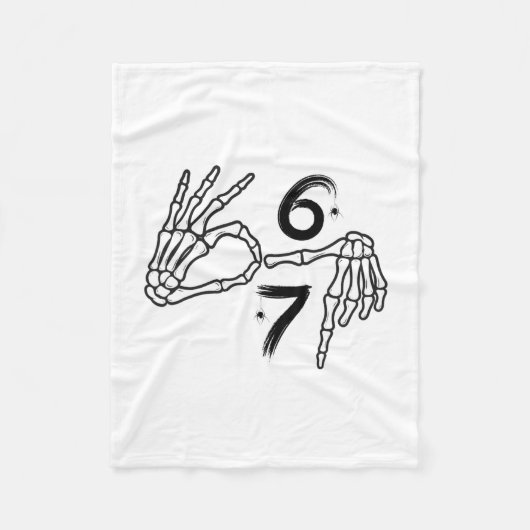 Funny Six Seven 6 7 Meme 67 Skeleton Hand Hallowee Fleece Deken (Voorkant)