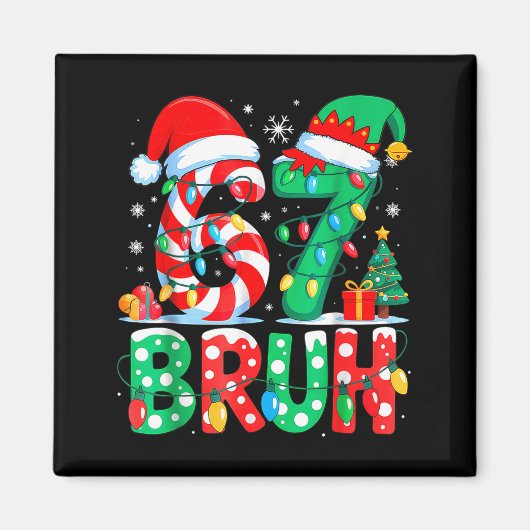 Funny Six Seven 6 7 Meme Christmas Family Xmas San Magneet (Voorkant)