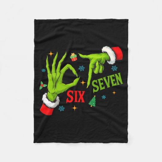 Funny Six Seven 6 7 Meme Christmas Funny Hands 6 7 Fleece Deken (Voorkant)