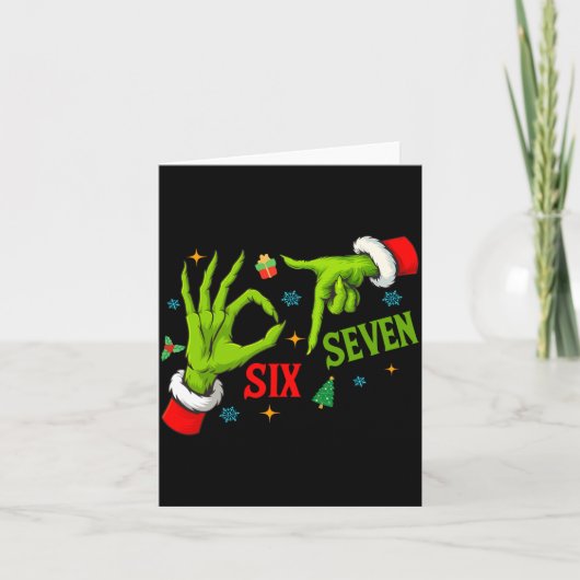 Funny Six Seven 6 7 Meme Christmas Funny Hands 6 7 Kaart (Voorkant)