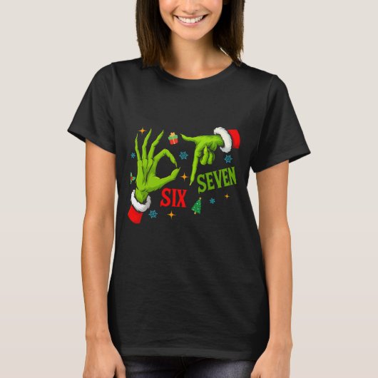 Funny Six Seven 6 7 Meme Christmas Funny Hands 6 7 T-shirt (Voorkant)
