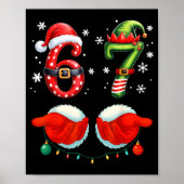 Funny Six Seven 6 7 Meme Christmas Humor Santa Elf Poster (Voorkant)