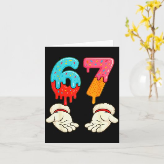 Funny Six Seven 6 7 Meme Christmas Ice Cream Drip  Kaart (Gele Bloem)