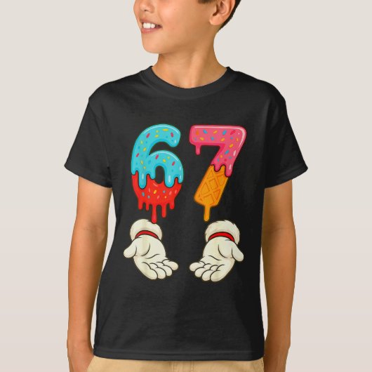 Funny Six Seven 6 7 Meme Christmas Ice Cream Drip T-shirt (Voorkant)