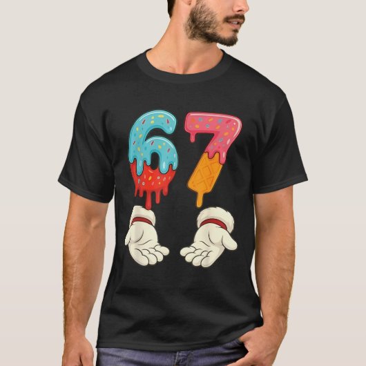 Funny Six Seven 6 7 Meme Christmas Ice Cream Drip  T-shirt (Voorkant)