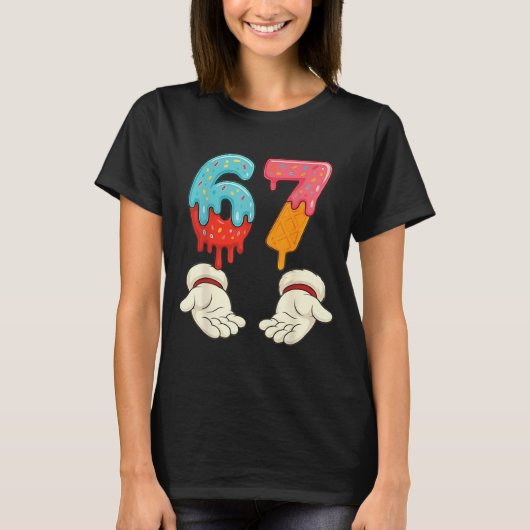 Funny Six Seven 6 7 Meme Christmas Ice Cream Drip  T-shirt (Voorkant)