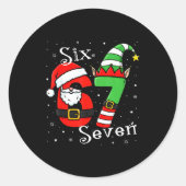 Funny Six Seven 6 7 Meme Christmas Santa Elf Numbe Ronde Sticker (Voorkant)