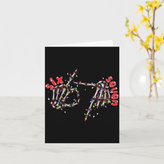 Funny Six Seven 6 7 Meme Couple Christmas Hand Ske Kaart (Gele Bloem)