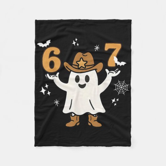 Funny Six Seven 6 7 Meme Cowboy Ghost Halloween Co Fleece Deken (Voorkant)