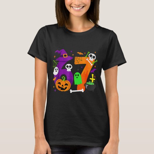 Funny Six Seven 6 7 Meme Design Couples Halloween  T-shirt (Voorkant)