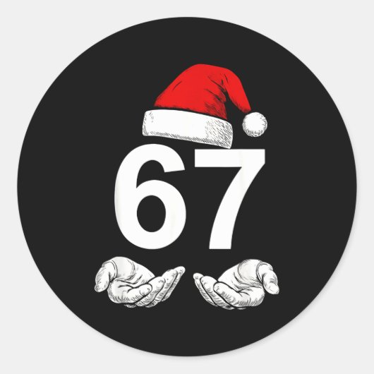 Funny Six Seven 6 7 Meme Gen Alpha Slang Christmas Ronde Sticker (Voorkant)