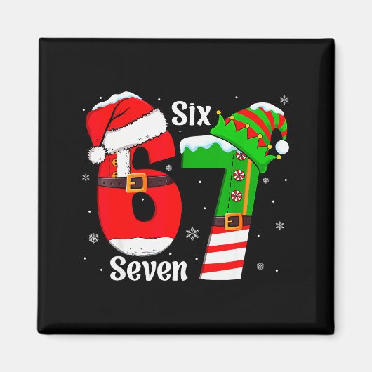 Funny Six Seven 6 7 Meme Gen Alpha Slang Santa Elf Magneet (Voorkant)