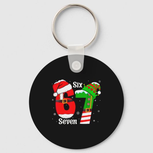 Funny Six Seven 6 7 Meme Gen Alpha Slang Santa Elf Sleutelhanger (Voorkant)