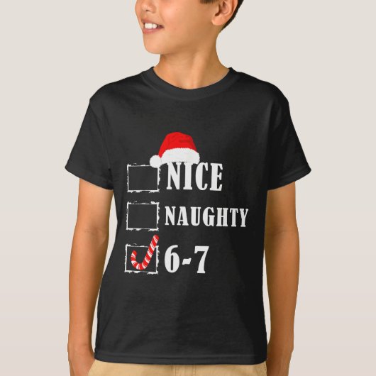 Funny Six Seven 6-7 Meme Nice Naughty 67 Christmas T-shirt (Voorkant)
