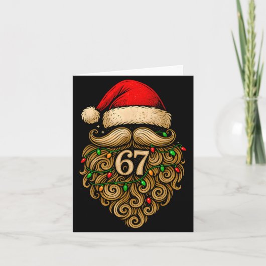Funny Six Seven 6 7 Meme Santa Beard Christmas Men Kaart (Voorkant)