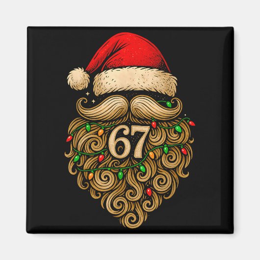 Funny Six Seven 6 7 Meme Santa Beard Christmas Men Magneet (Voorkant)