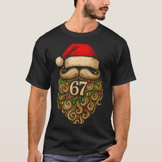 Funny Six Seven 6 7 Meme Santa Beard Christmas Men T-shirt (Voorkant)