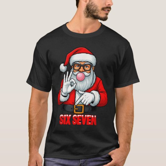 Funny Six Seven 6 7 Meme Santa Christmas Shirt Men (Voorkant)