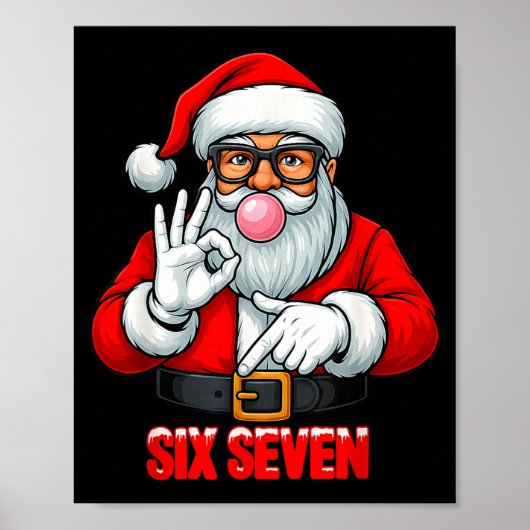Funny Six Seven 6 7 Meme Santa Christmas Shirt Men Poster (Voorkant)