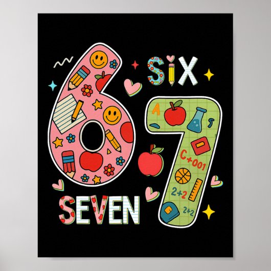 Funny Six Seven 6 7 Meme Teacher Design For Men Wo Poster (Voorkant)
