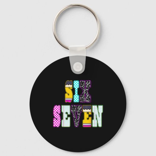 Funny Six Seven 6 7 Meme Teacher Design For Men Wo Sleutelhanger (Voorkant)