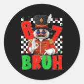 Funny Six Seven Bruh 67 Christmas Nutcracker Men W Ronde Sticker (Voorkant)
