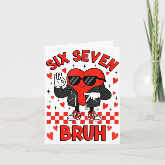 Funny Six Seven Bruh 6 7 Meme Valentines Heart Boy Kaart (Voorkant)