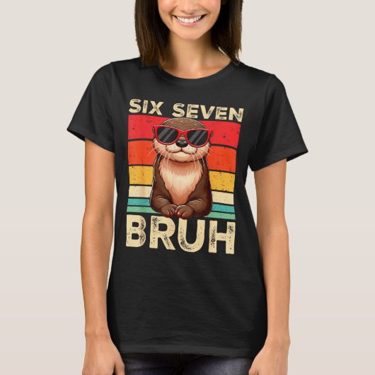 Funny Six Seven Bruh 6 7 Otter Meme Kids Boys Men T-shirt (Voorkant)