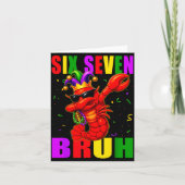 Funny Six Seven Bruh Mardi Gras 6 7 Meme Crawfish Kaart (Voorkant)