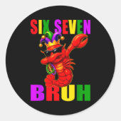Funny Six Seven Bruh Mardi Gras 6 7 Meme Crawfish  Ronde Sticker (Voorkant)